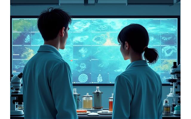 研究室での共同研究の様子