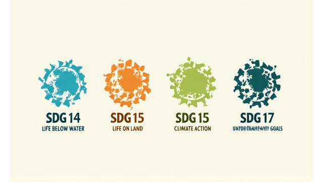 SDGsの目標14、15、13、17のロゴ
