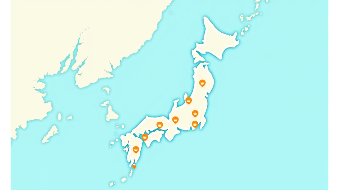 生態系修復プロジェクトの位置を示す日本地図