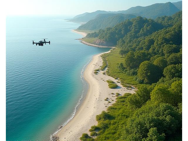 ドローンによる海岸モニタリング風景