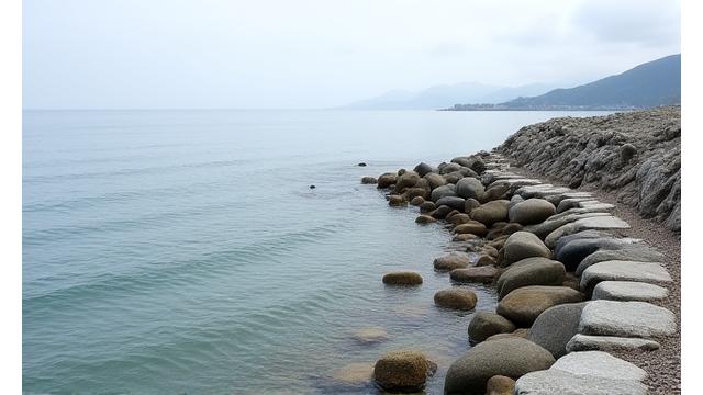 地域産天然石による護岸