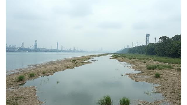 干潟が失われた大阪湾奥部の写真