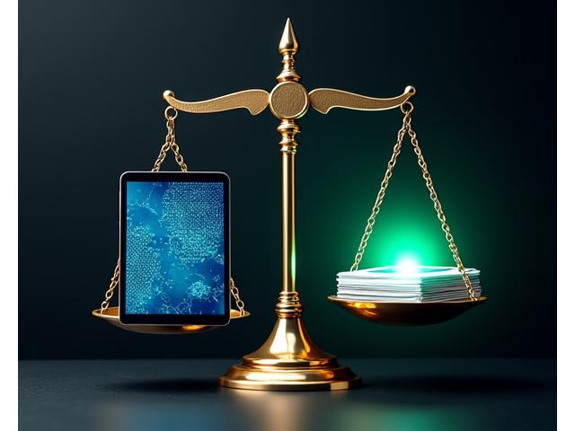 法律書と個人の権利を象徴する天秤、公平性を示す