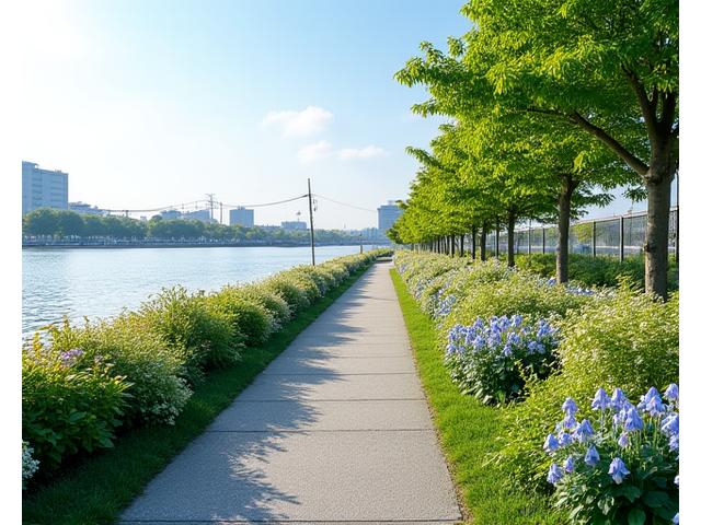 四季折々の花が咲き誇る水辺の植栽デザイン